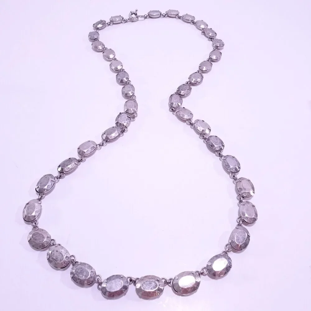Lee Angel Neiman Marcus PIPER Antique Silver Bubble Oval LONG Necklace NWT 289